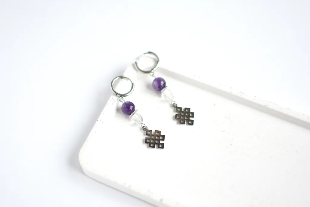 Серьги с аметистом и хрусталем "Улзы"