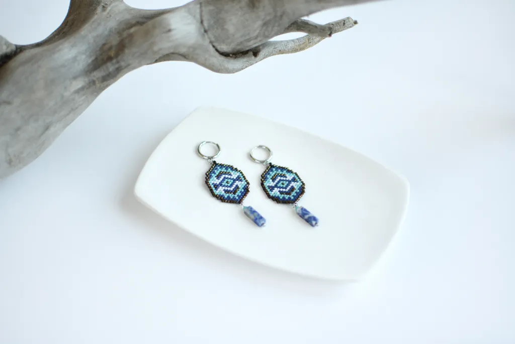 Серьги бирюзовые с содалитом