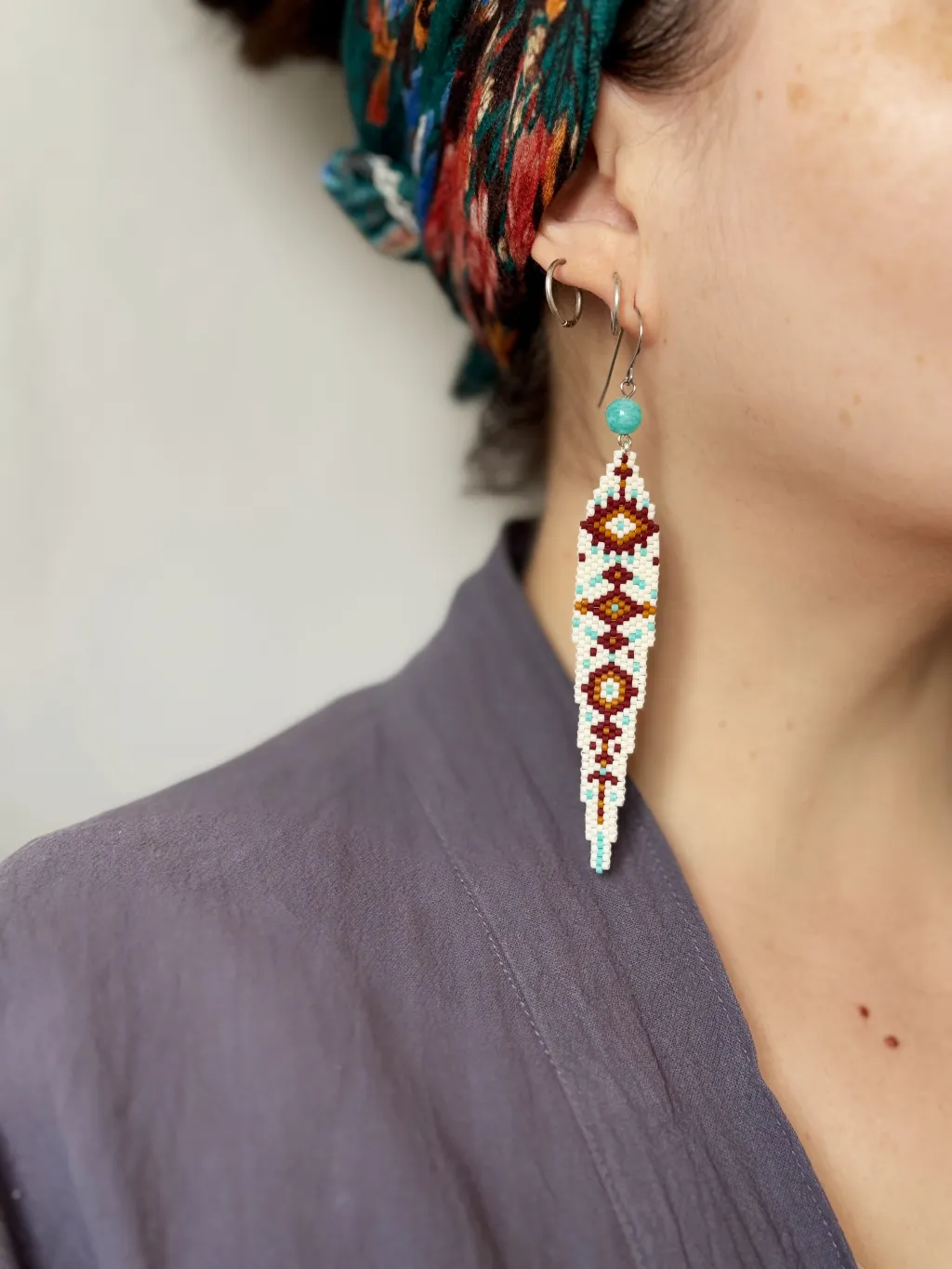 Длинные серьги из бисера в бохо стиле