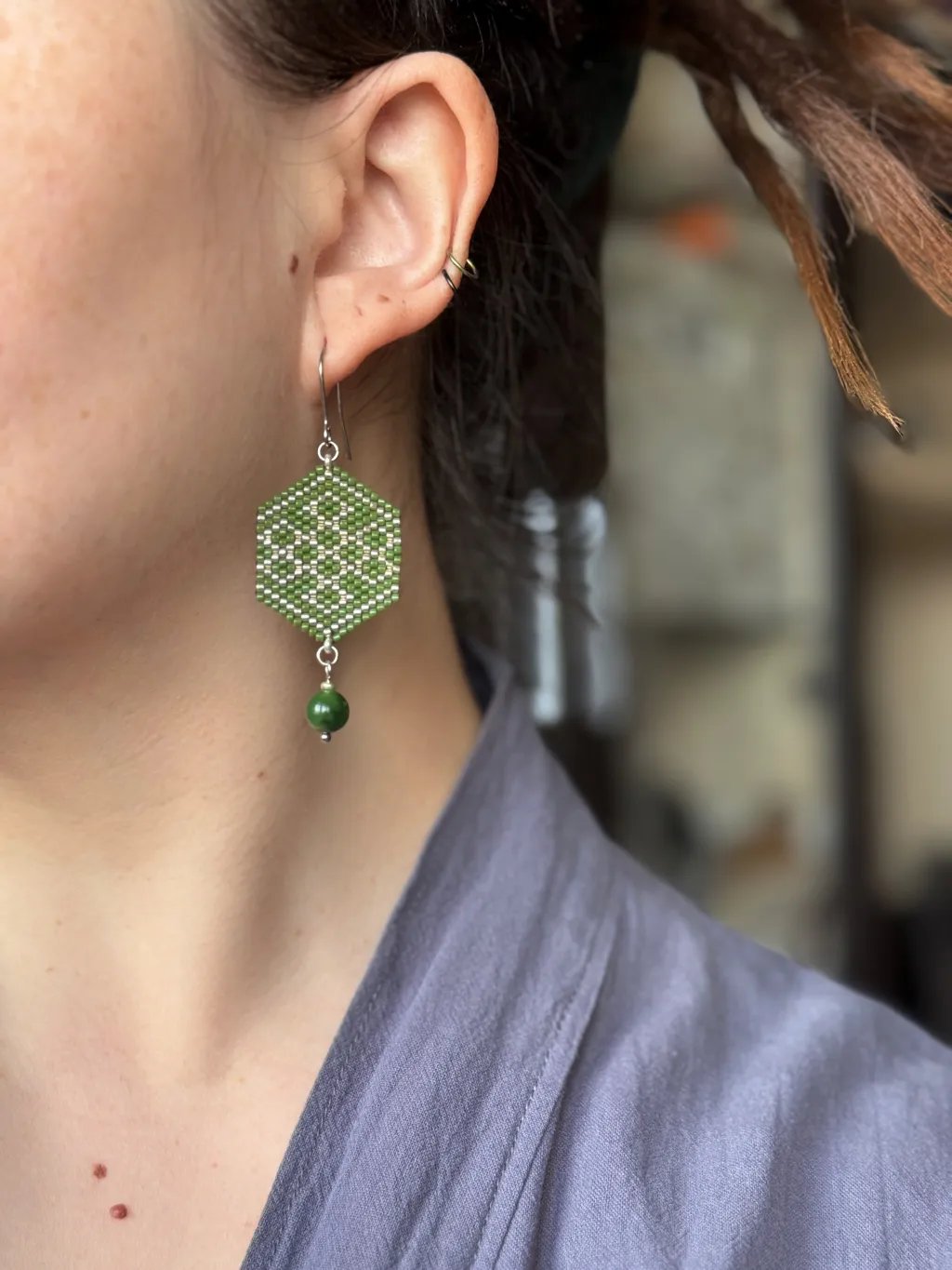 Серьги "Улзы" с нефритом