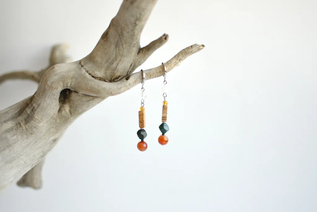 Серьги с яшмой и сердоликом