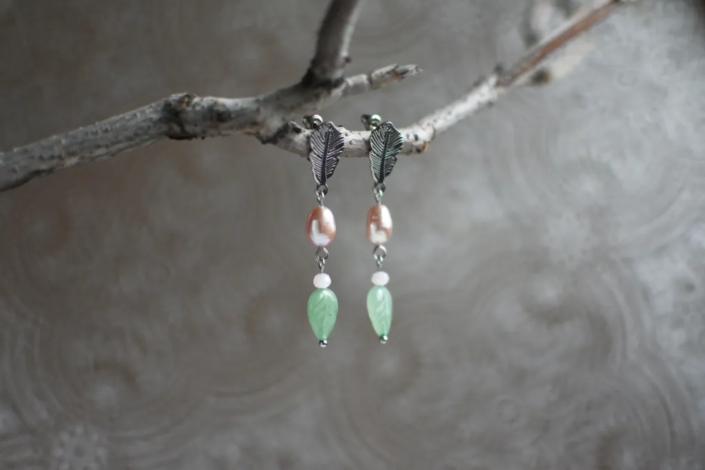 Серьги с розовым жемчугом