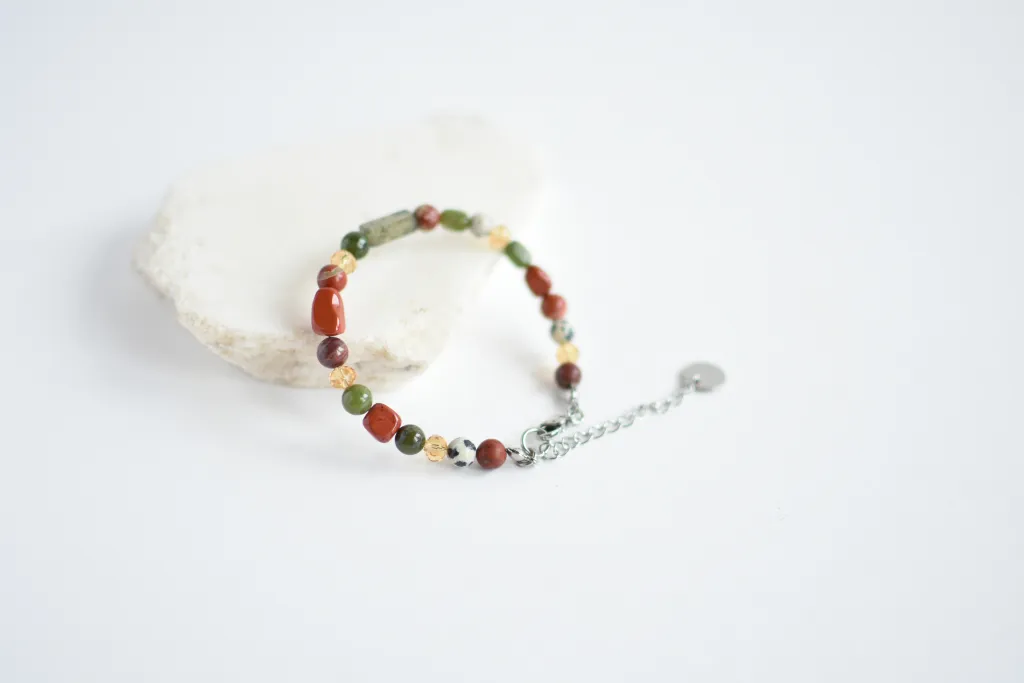 Браслет с яшмой и серпентином