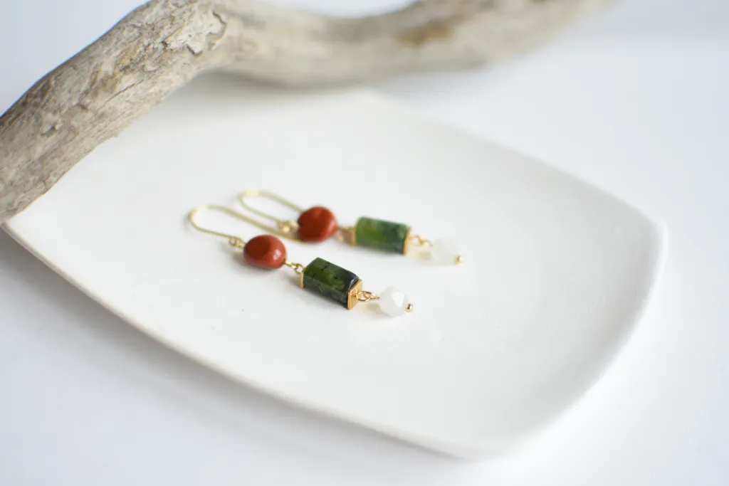 Серьги с серпентином