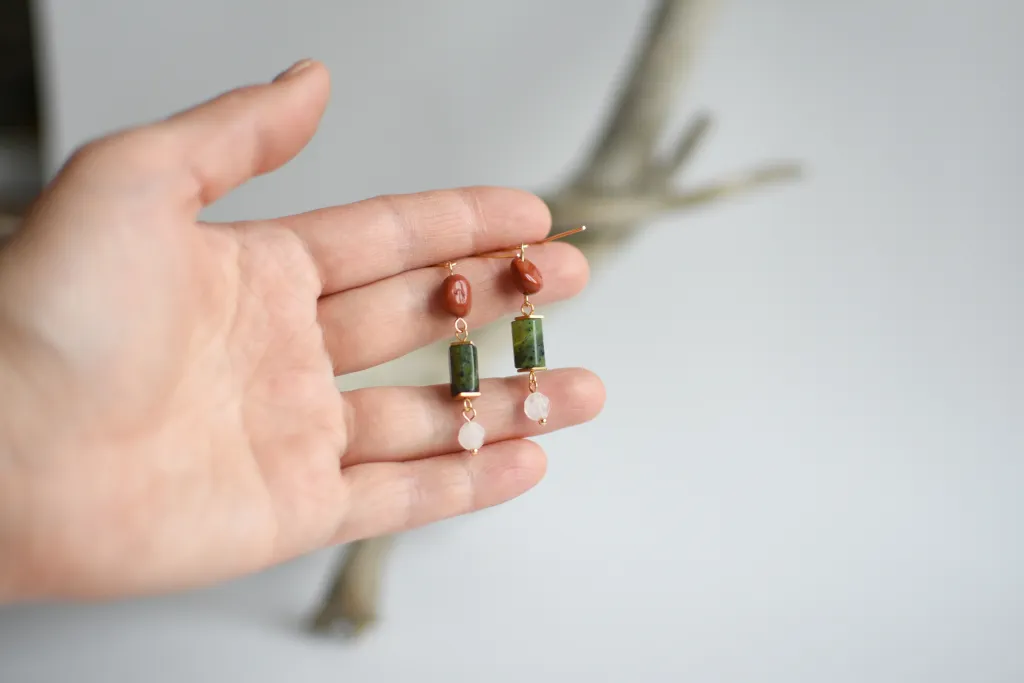 Серьги с серпентином