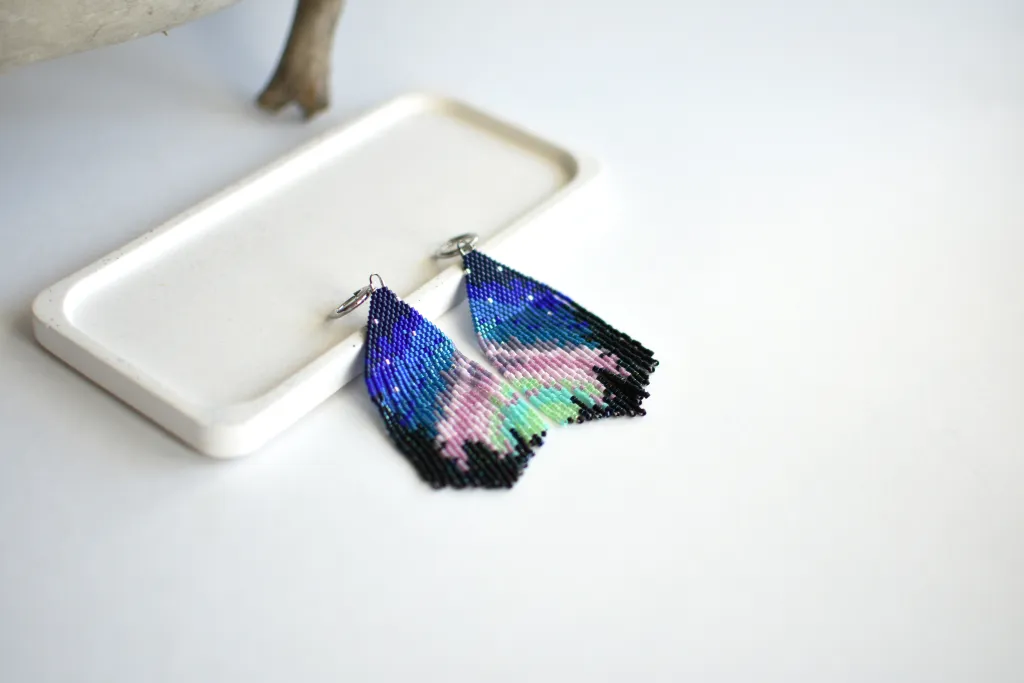 Серьги из бисера "Северное сияние"