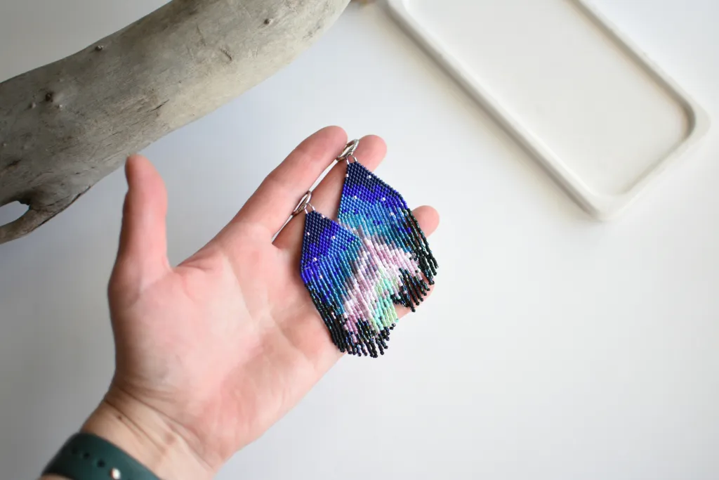 Серьги из бисера "Северное сияние"