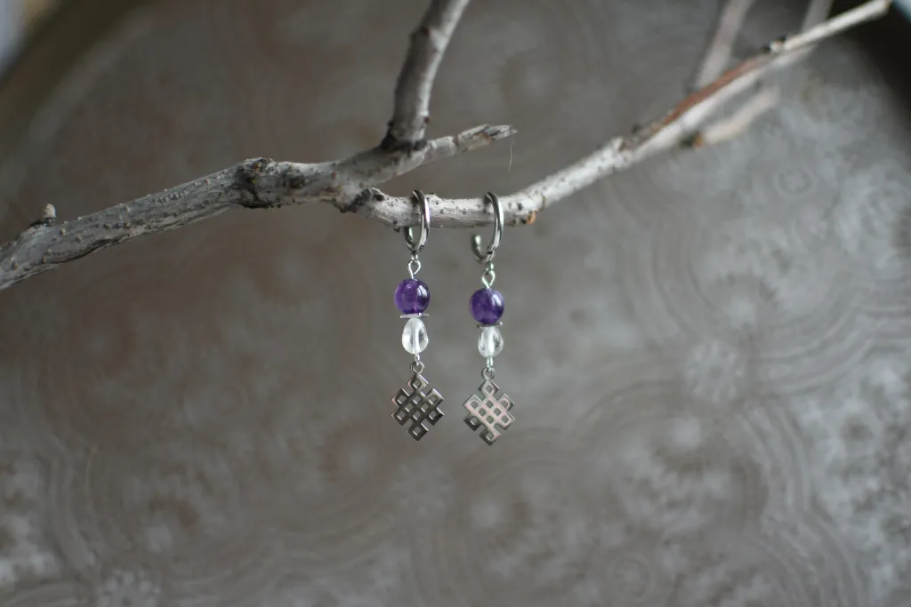 Серьги с аметистом и хрусталем "Улзы"