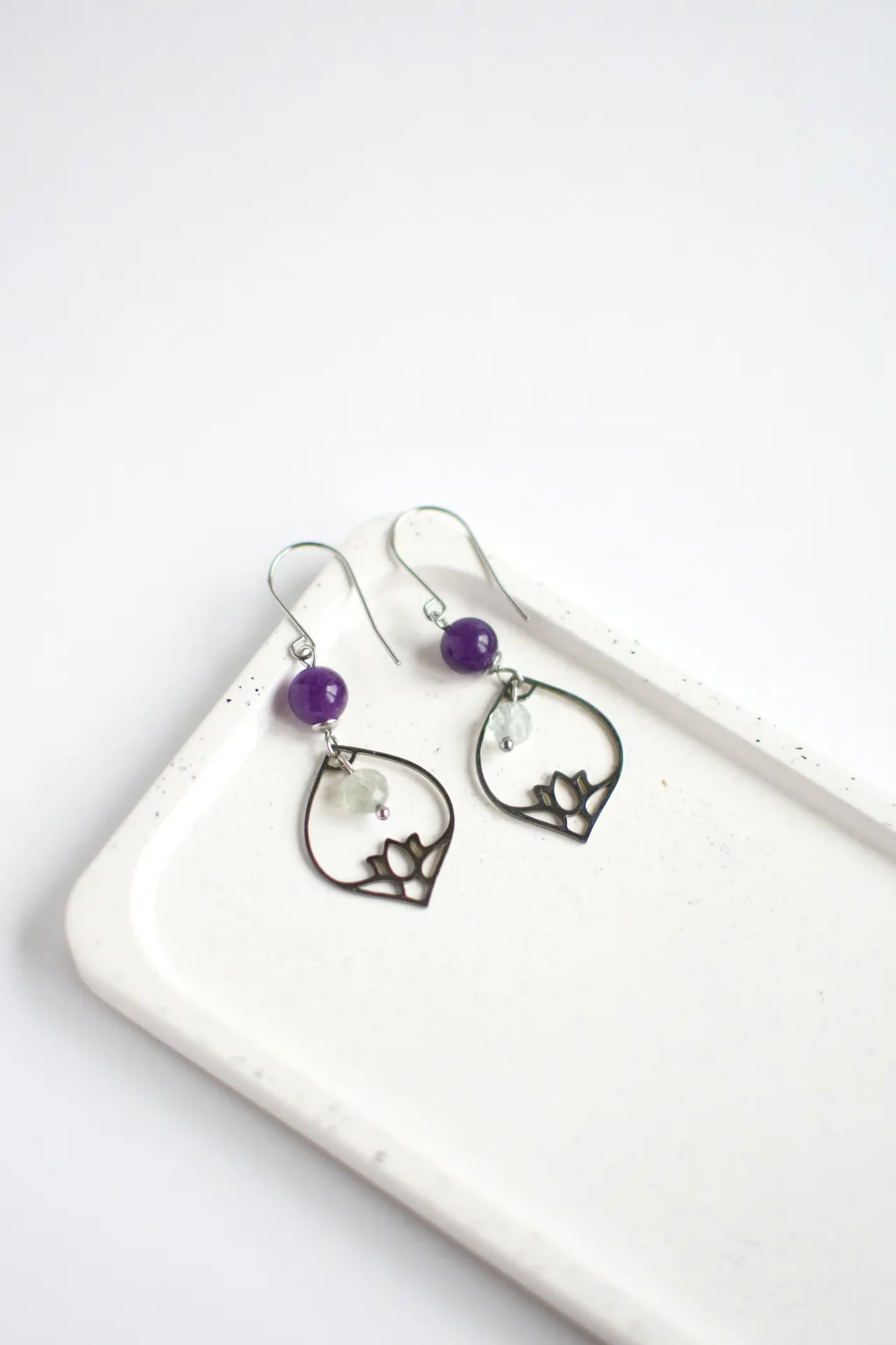 Серьги с флюоритом и кварцем