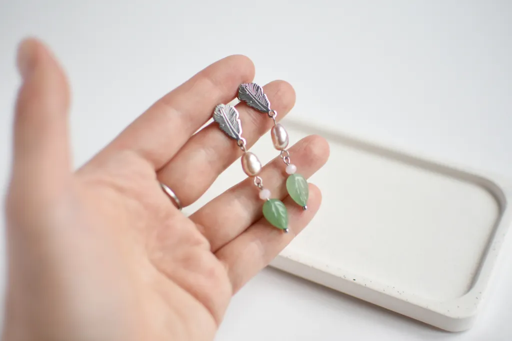 Серьги с розовым жемчугом