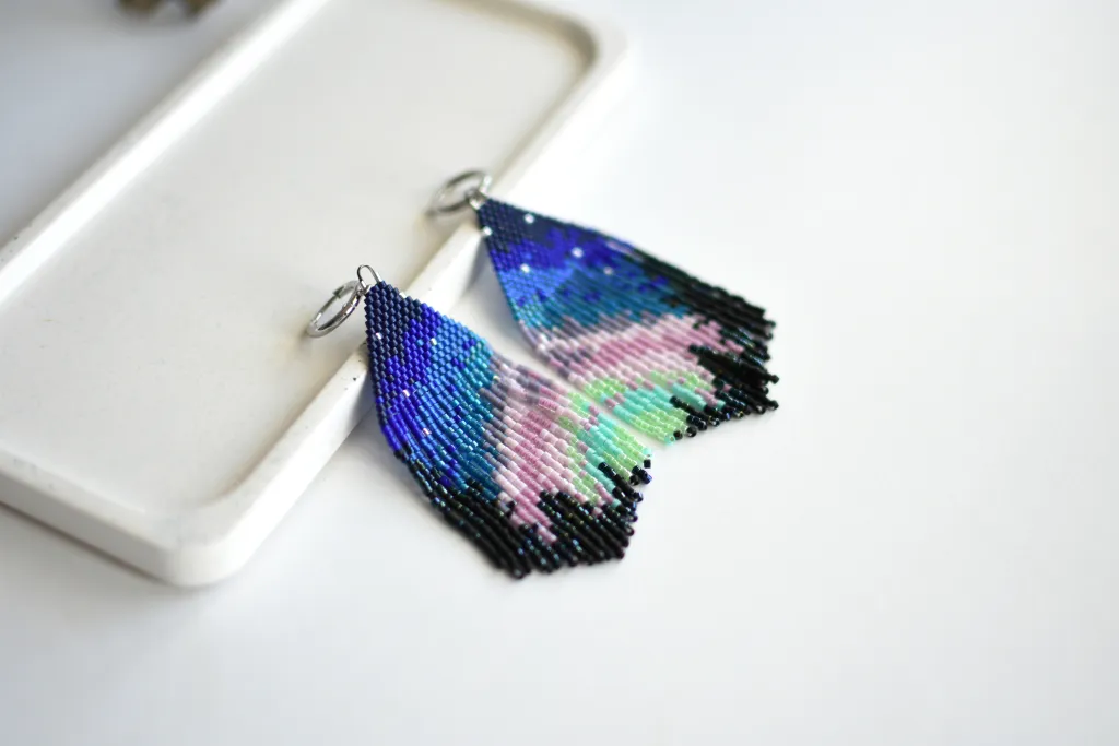 Серьги из бисера "Северное сияние"