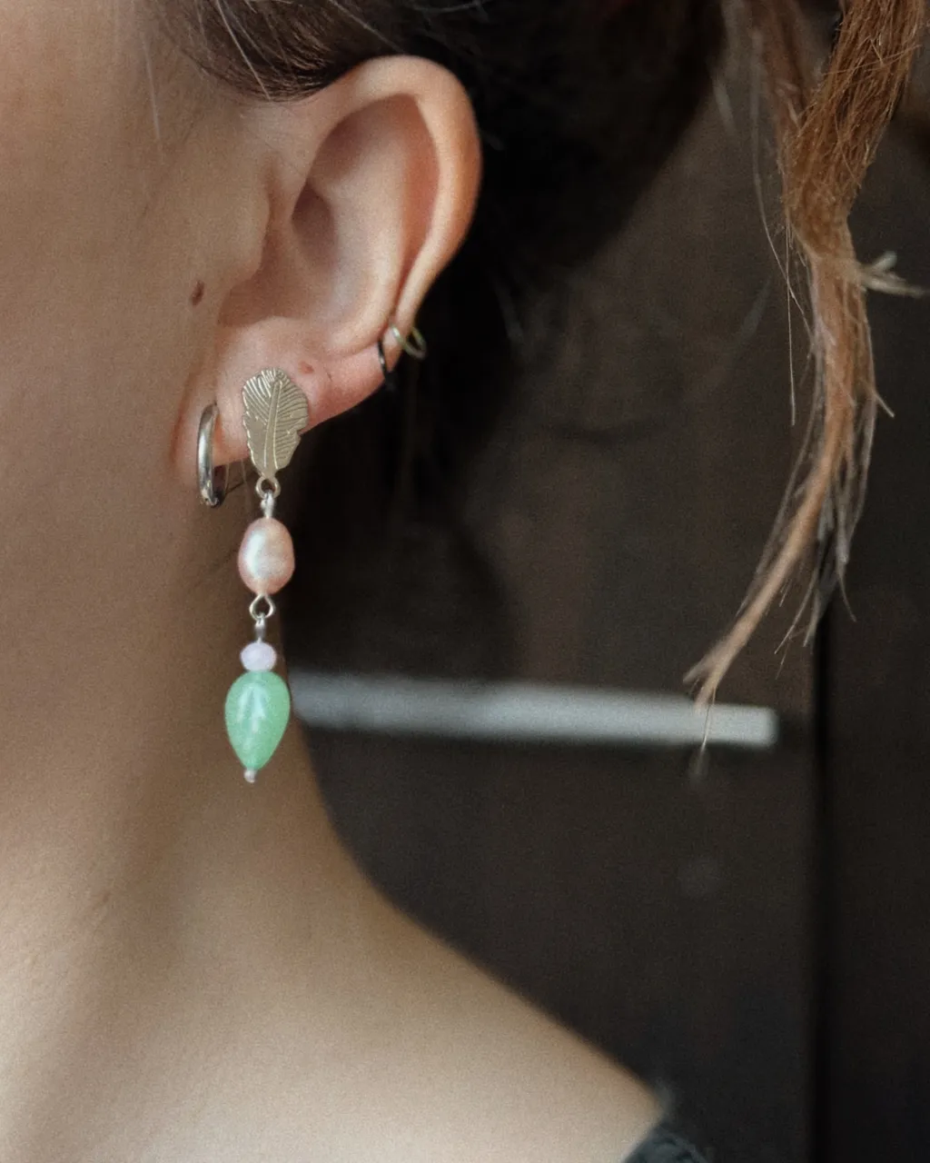 Серьги с розовым жемчугом