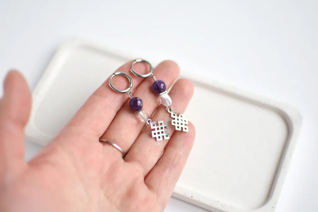 Серьги с аметистом и хрусталем "Улзы"