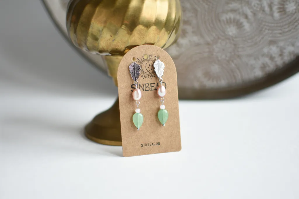 Серьги с розовым жемчугом