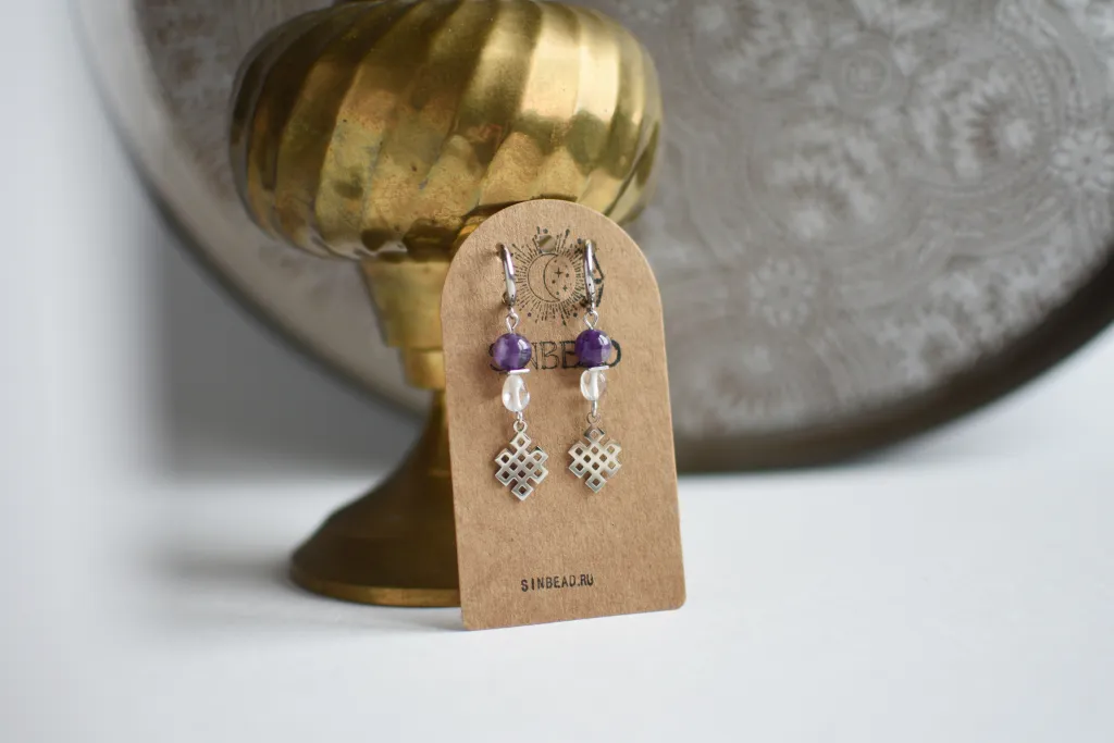 Серьги с аметистом и хрусталем "Улзы"