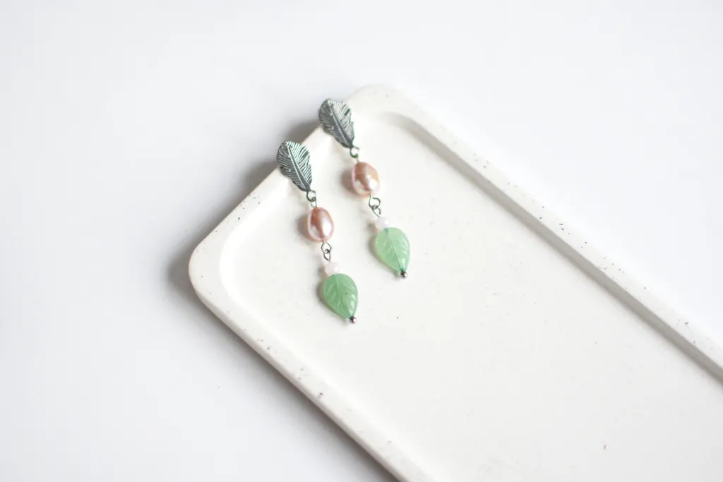 Серьги с розовым жемчугом