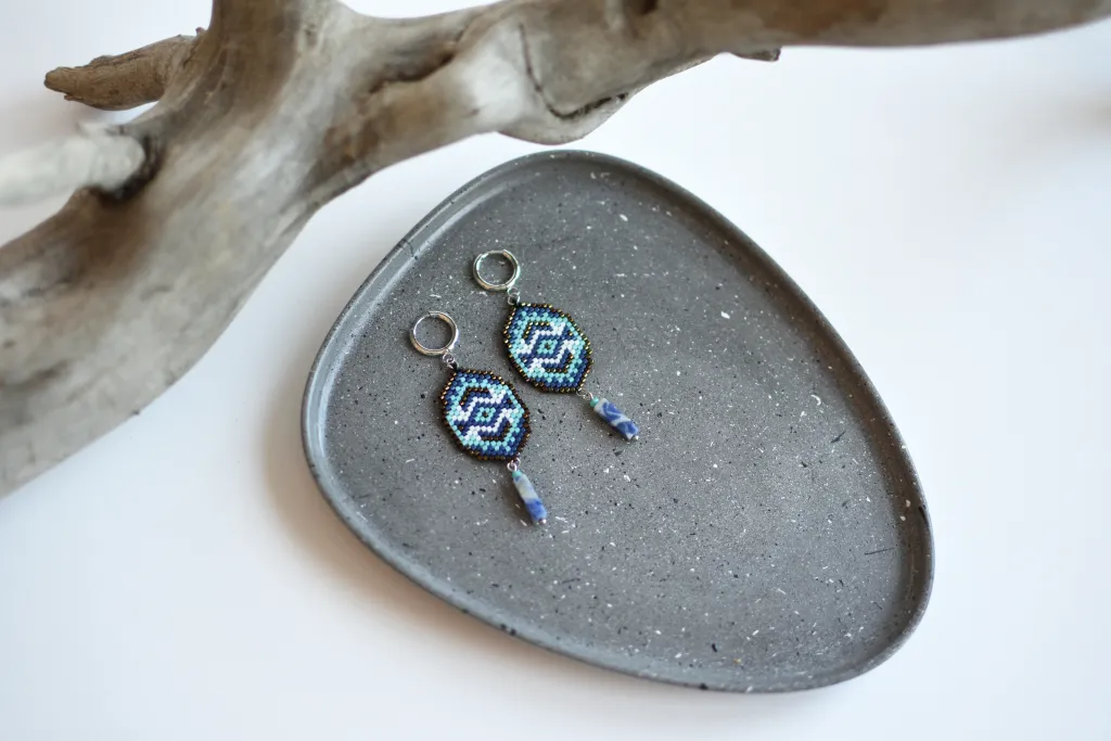 Серьги бирюзовые с содалитом