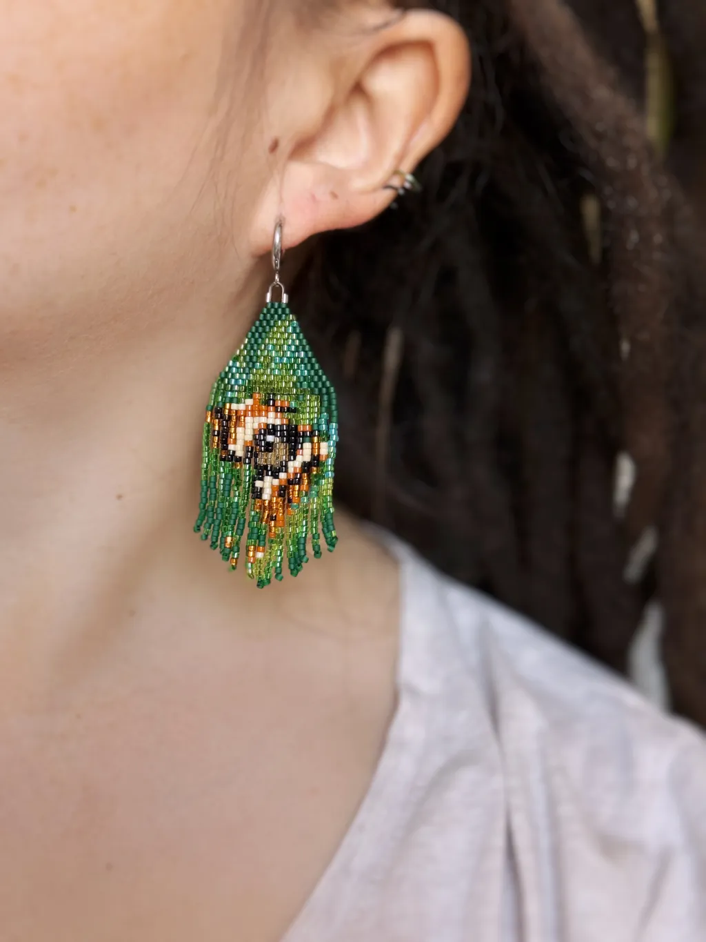 Серьги "Джунгли" из бисера