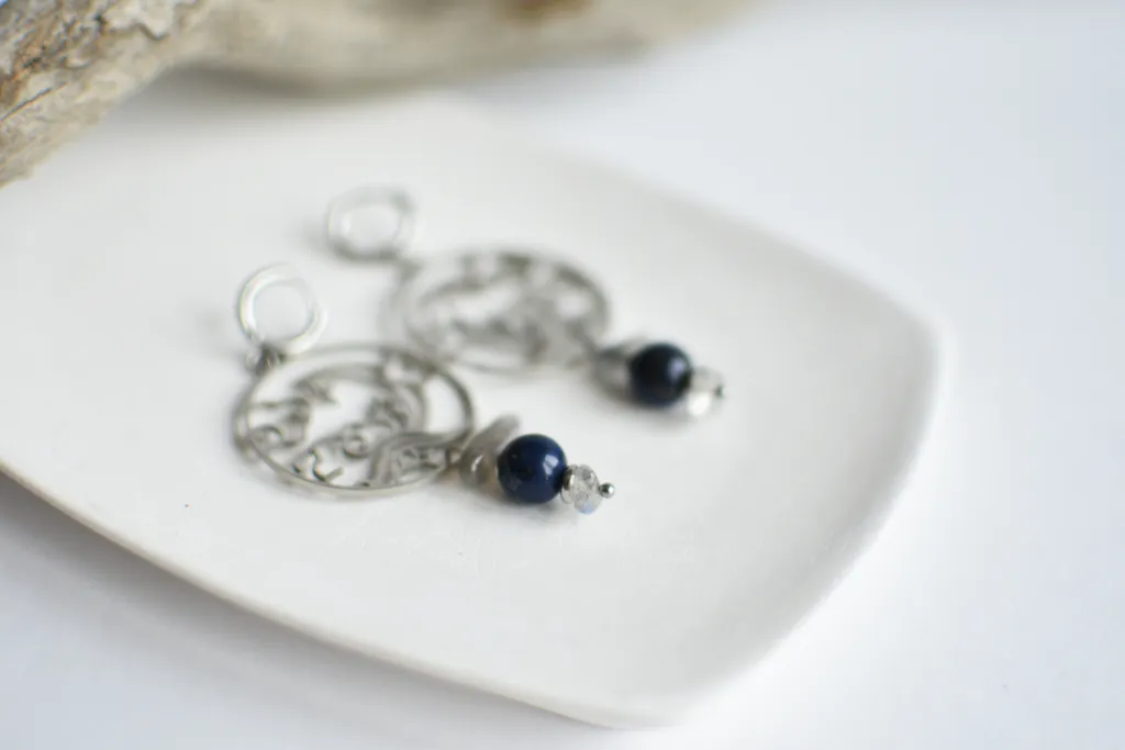 Серьги "Ночное небо" с натуральными камнями