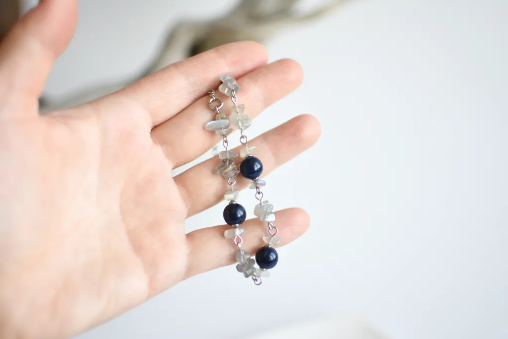 Браслет "Ночное небо" с лазуритом и лабрадором