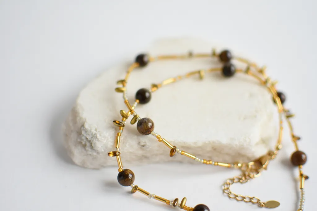 Кулон с агатом и тигровым глазом