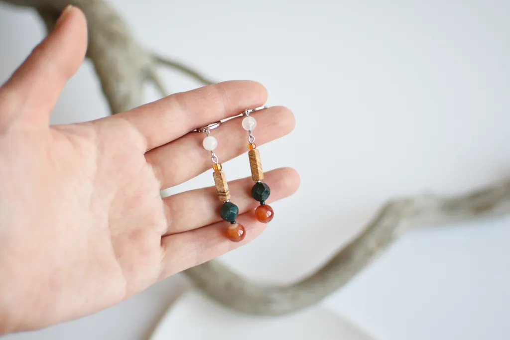 Серьги с яшмой и сердоликом