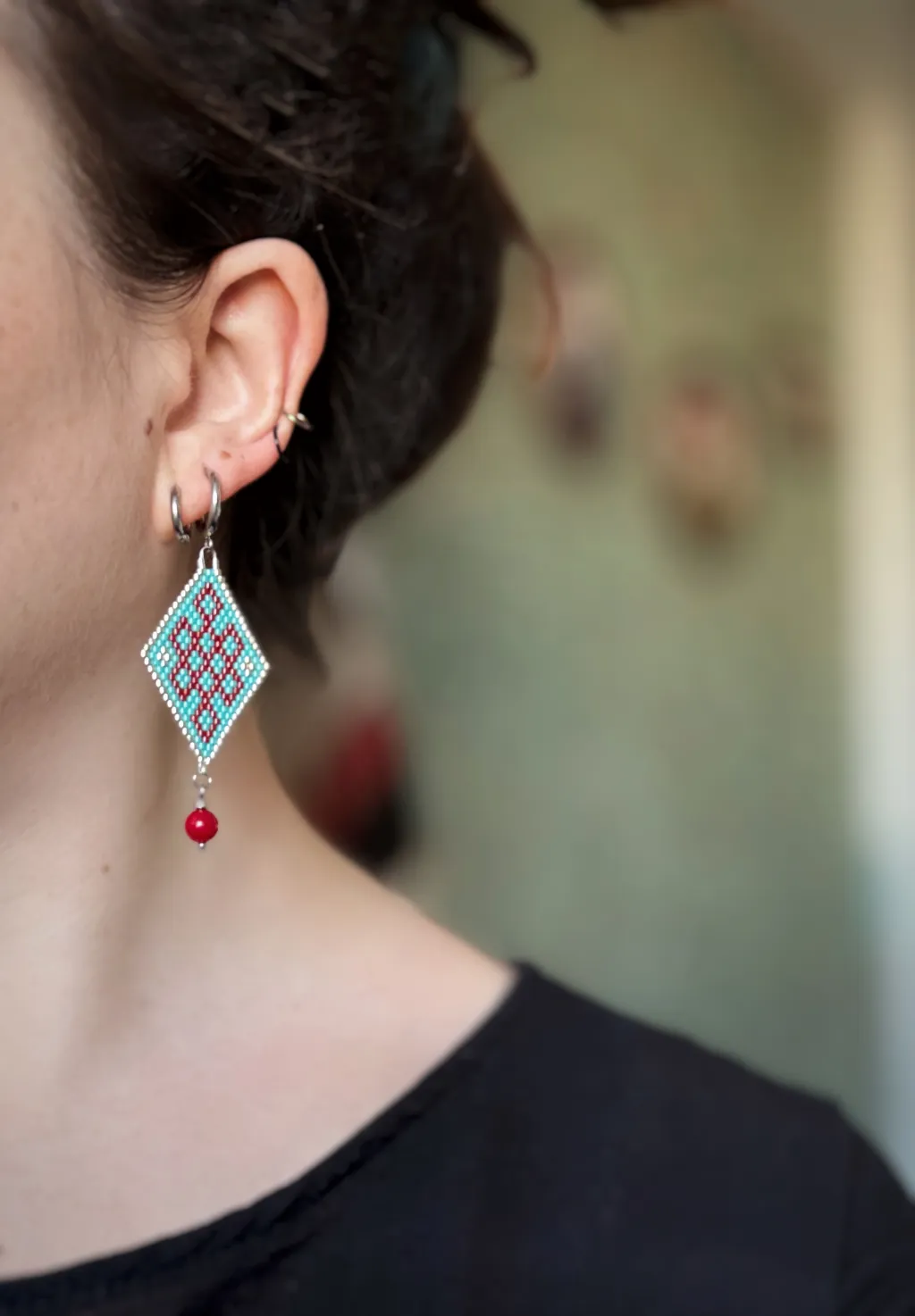 Серьги "Улзы" бирюзовые с кораллом