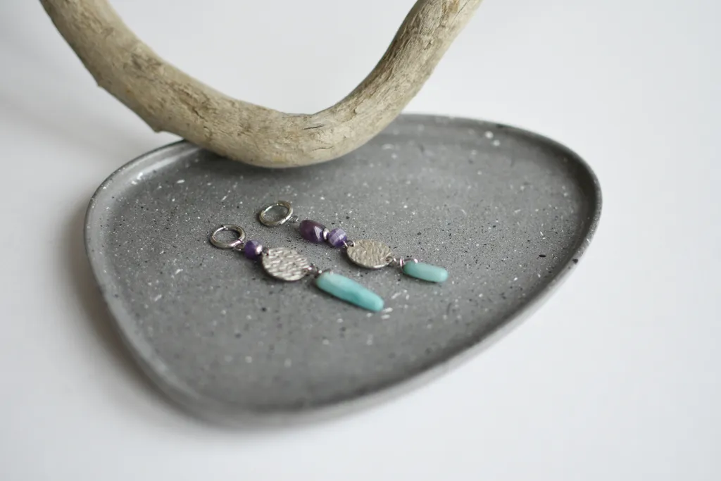 Серьги с амазонитом и аметистом