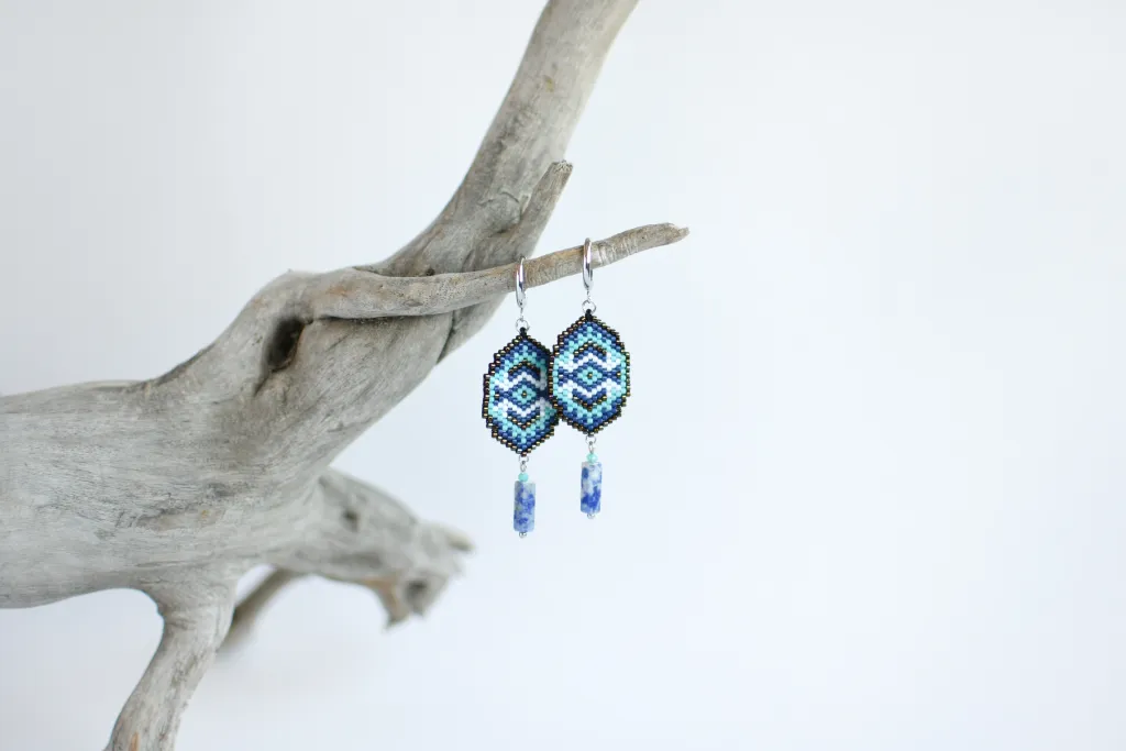 Серьги бирюзовые с содалитом