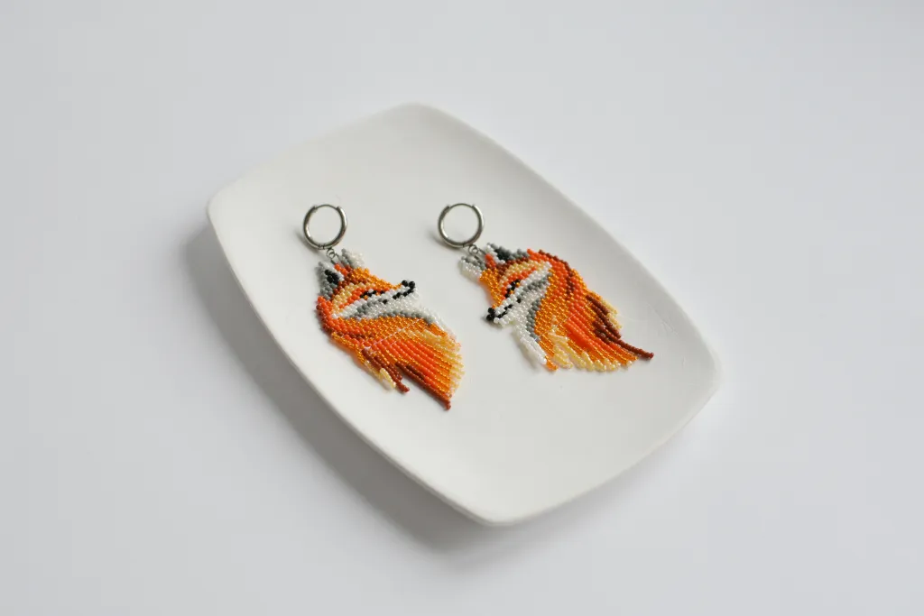 Серьги лисички из бисера