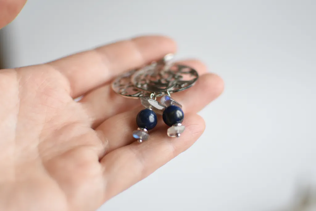 Серьги "Ночное небо" с натуральными камнями