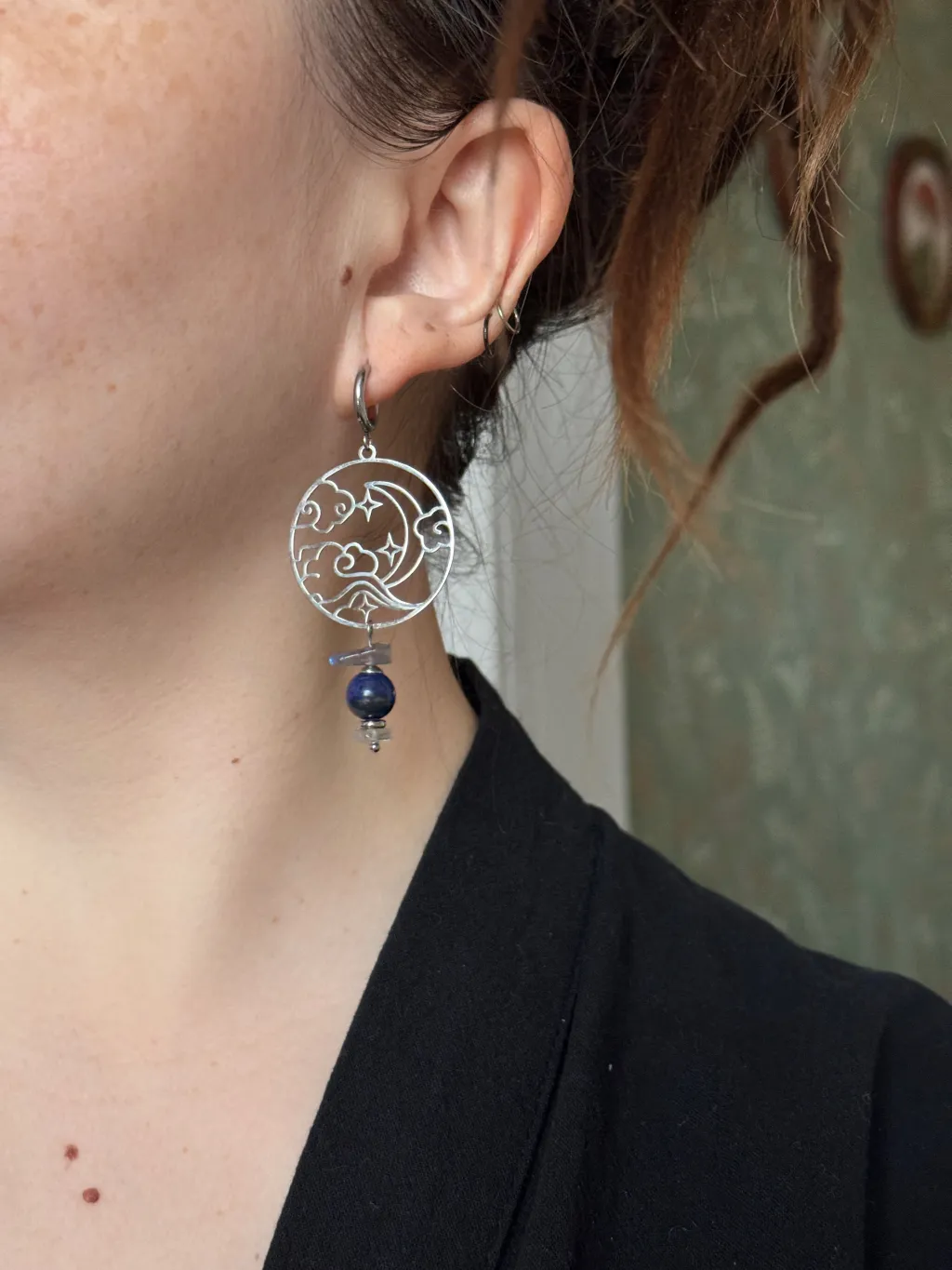 Серьги "Ночное небо" с натуральными камнями